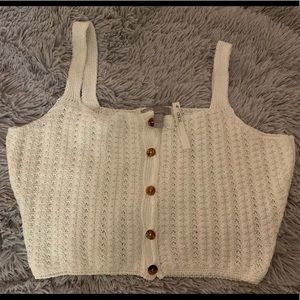 NWT Asos Design Crochet Button-up Crop Top, White
